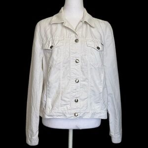 Escada Sport Women’s Jacket Size 40 White Cotton & Linen Blend Outdoor Beach